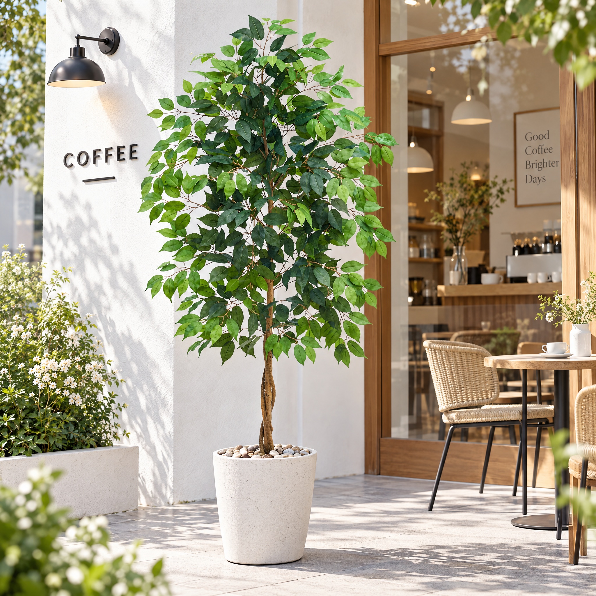 5FT Artificial Ficus Tree - White Pot gallery view 2
