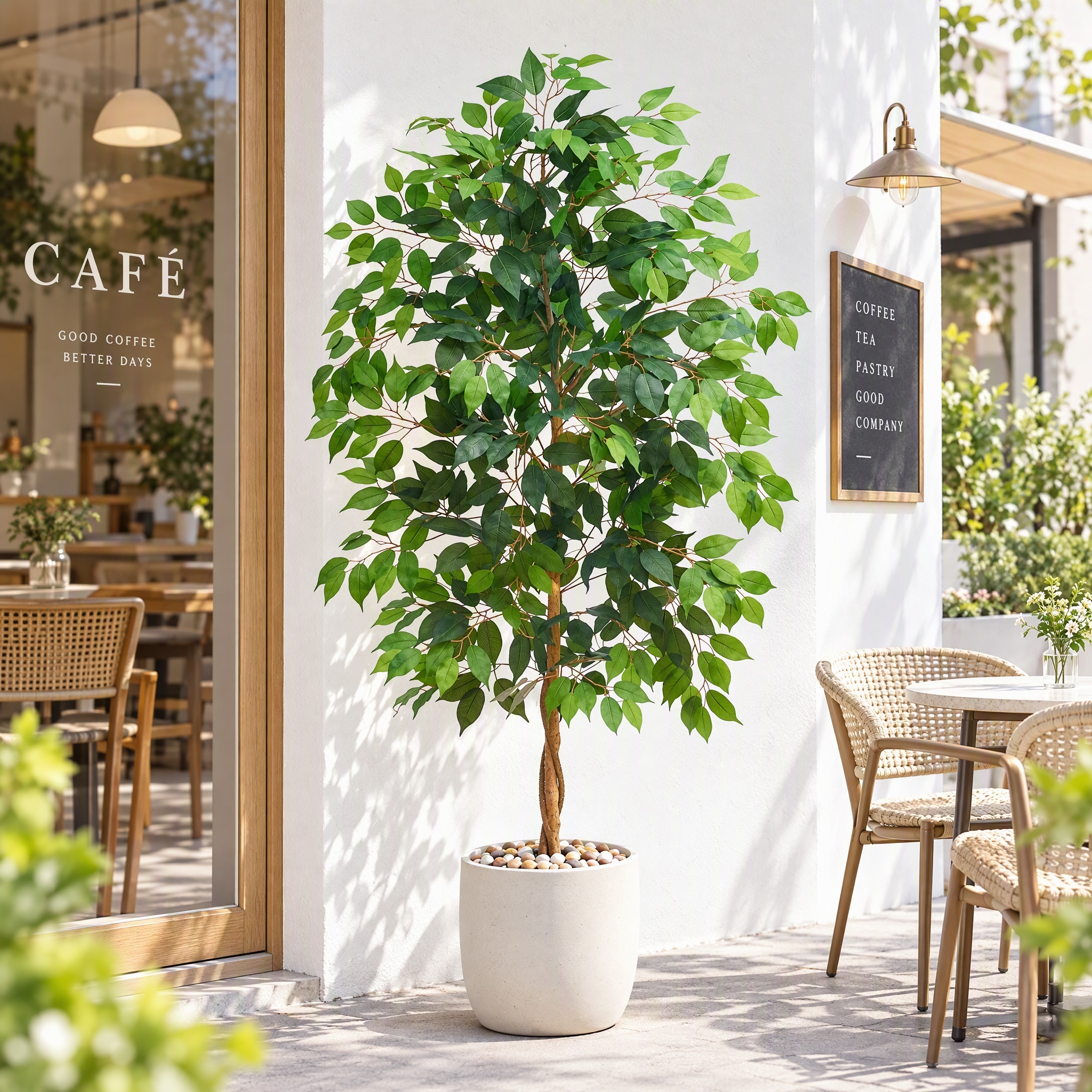 5FT Artificial Ficus Tree - White Pot gallery view 3