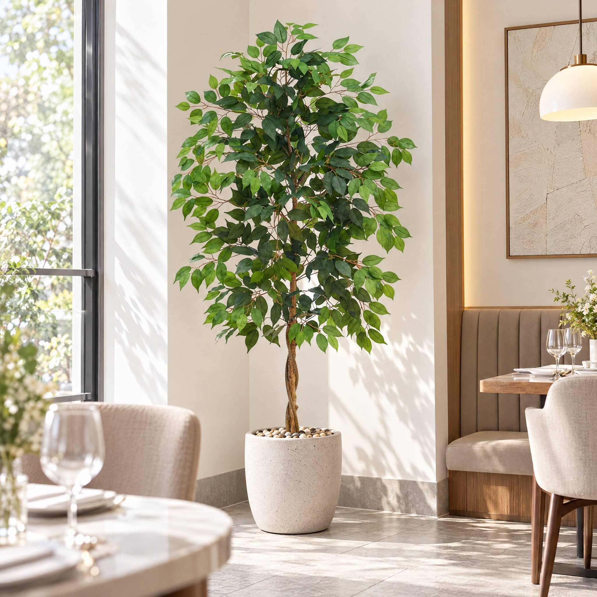 5FT Artificial Ficus Tree - White Pot gallery view 4