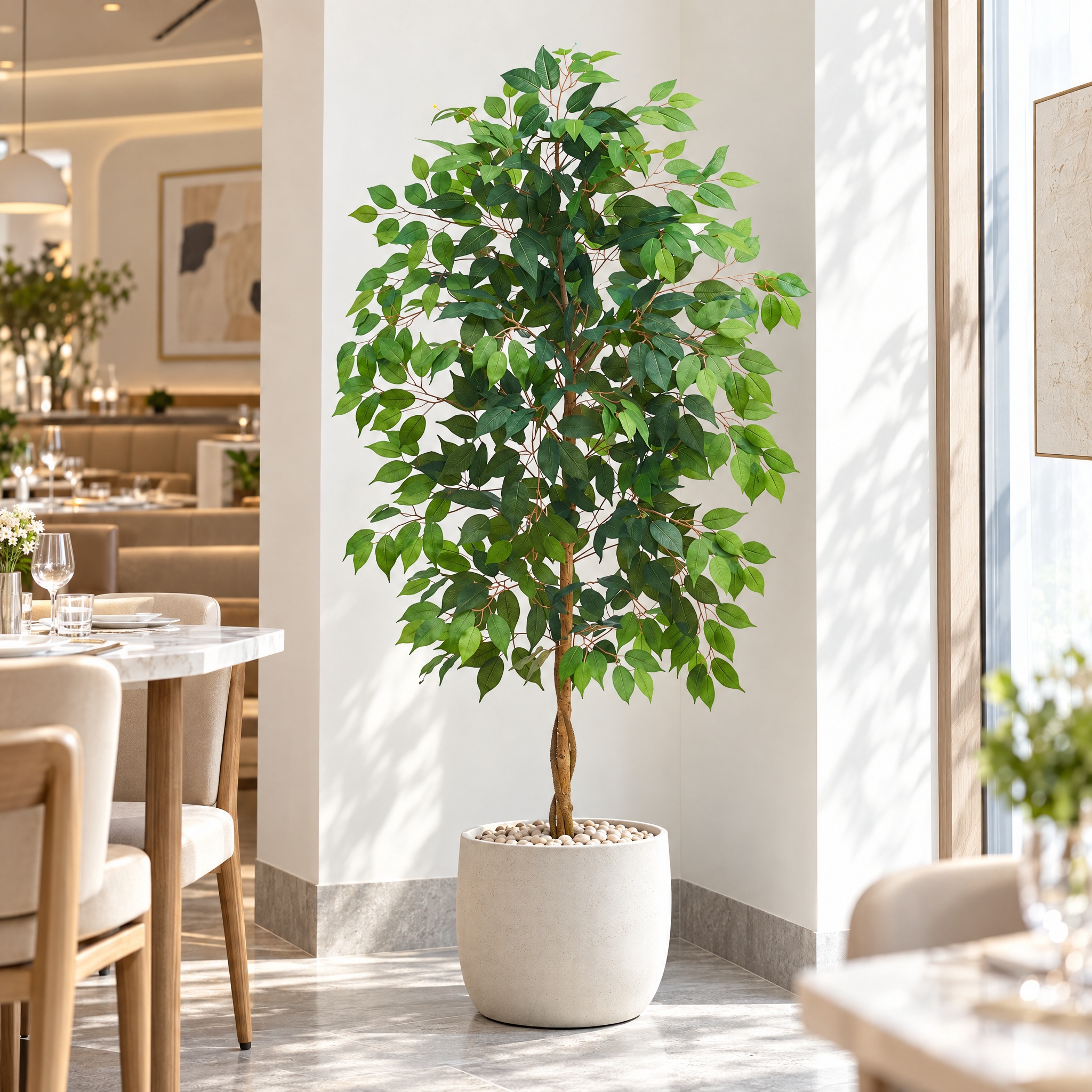 5FT Artificial Ficus Tree - White Pot gallery view 5