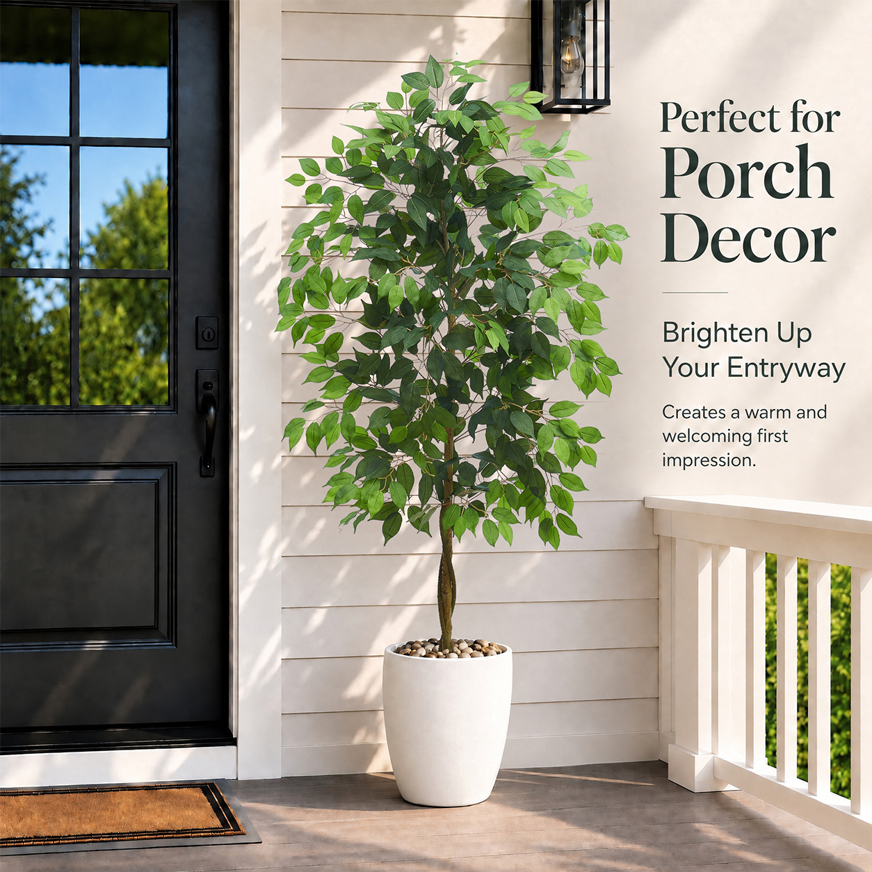 5FT Artificial Ficus Tree - White Pot gallery view 13
