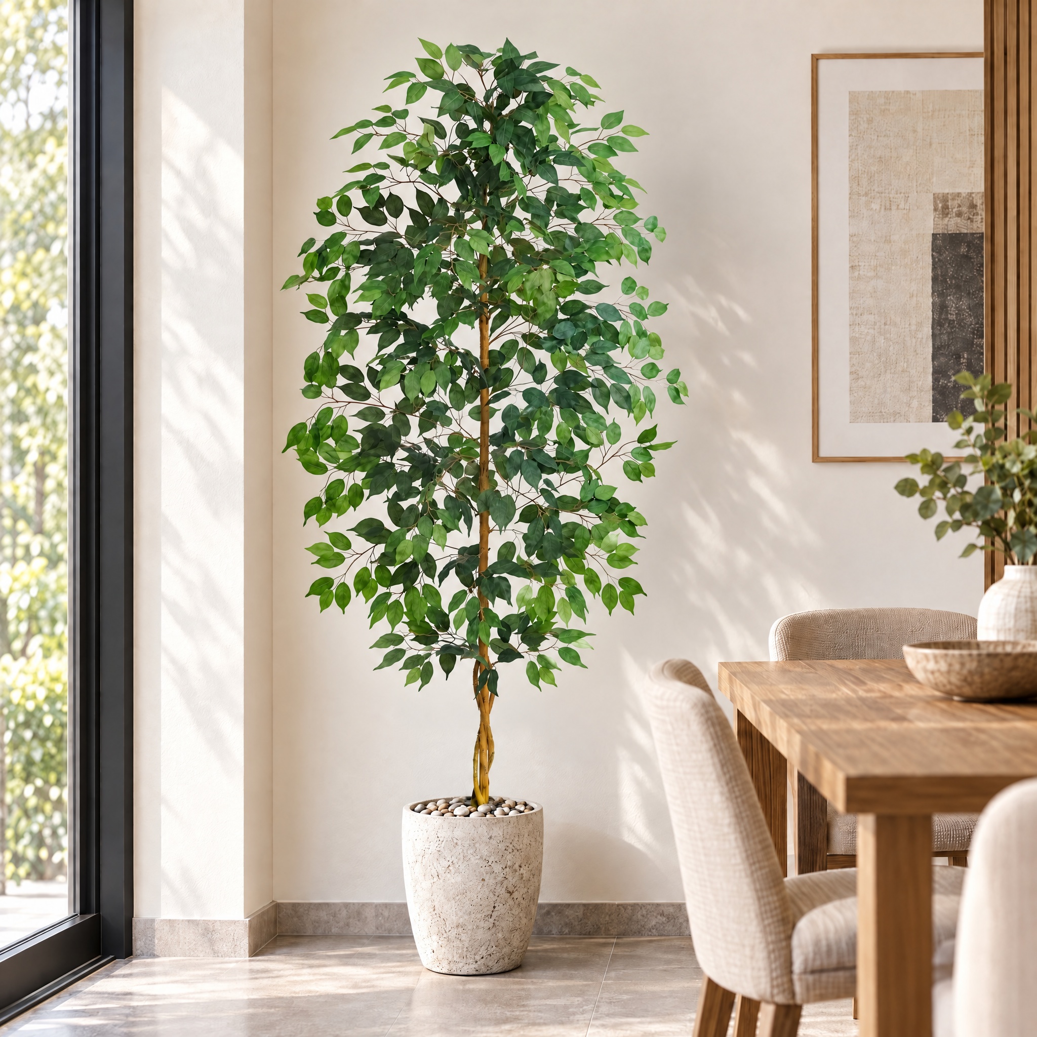 6FT Artificial Ficus Tree - Black Pot gallery view 2