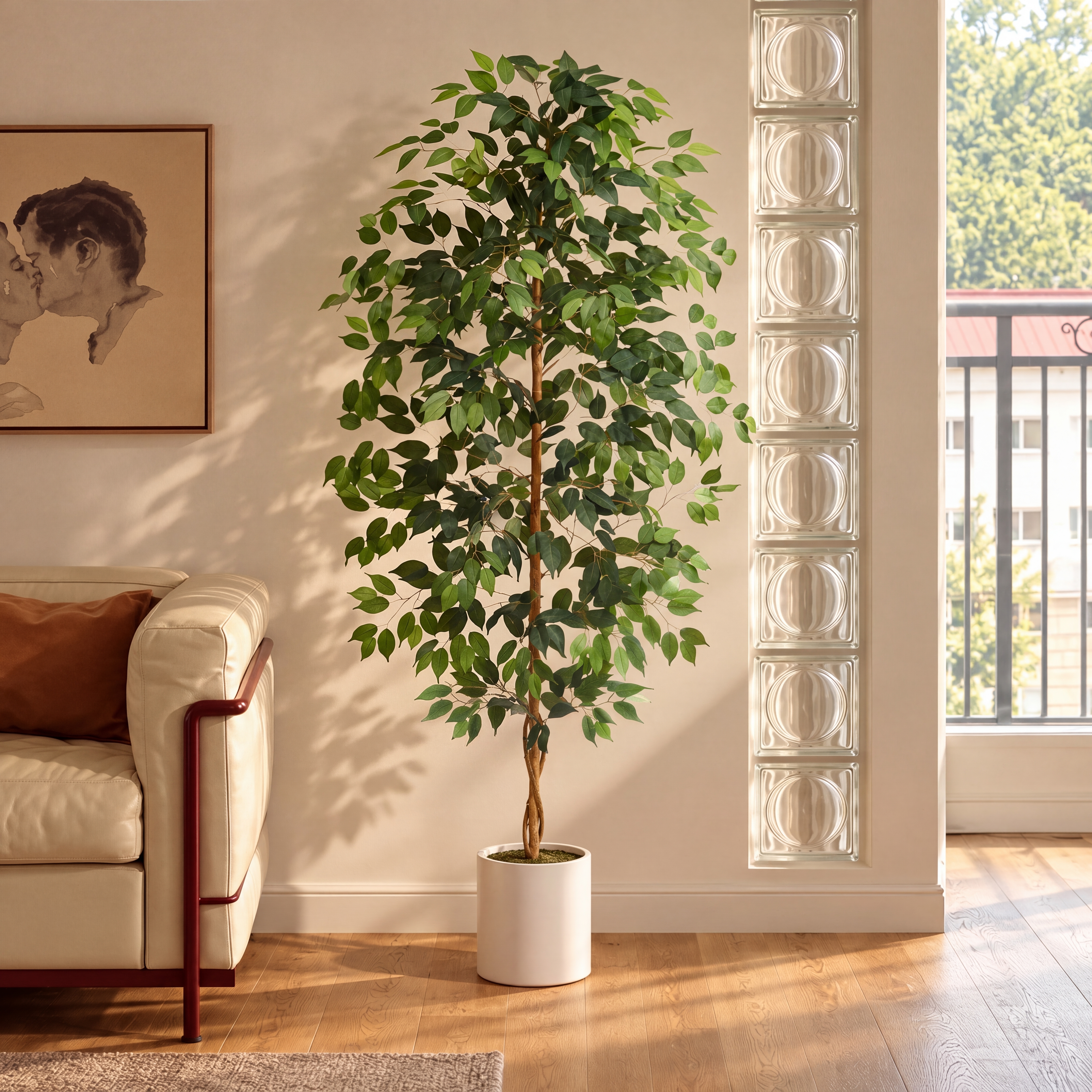 6FT Artificial Ficus Tree - Black Pot gallery view 4