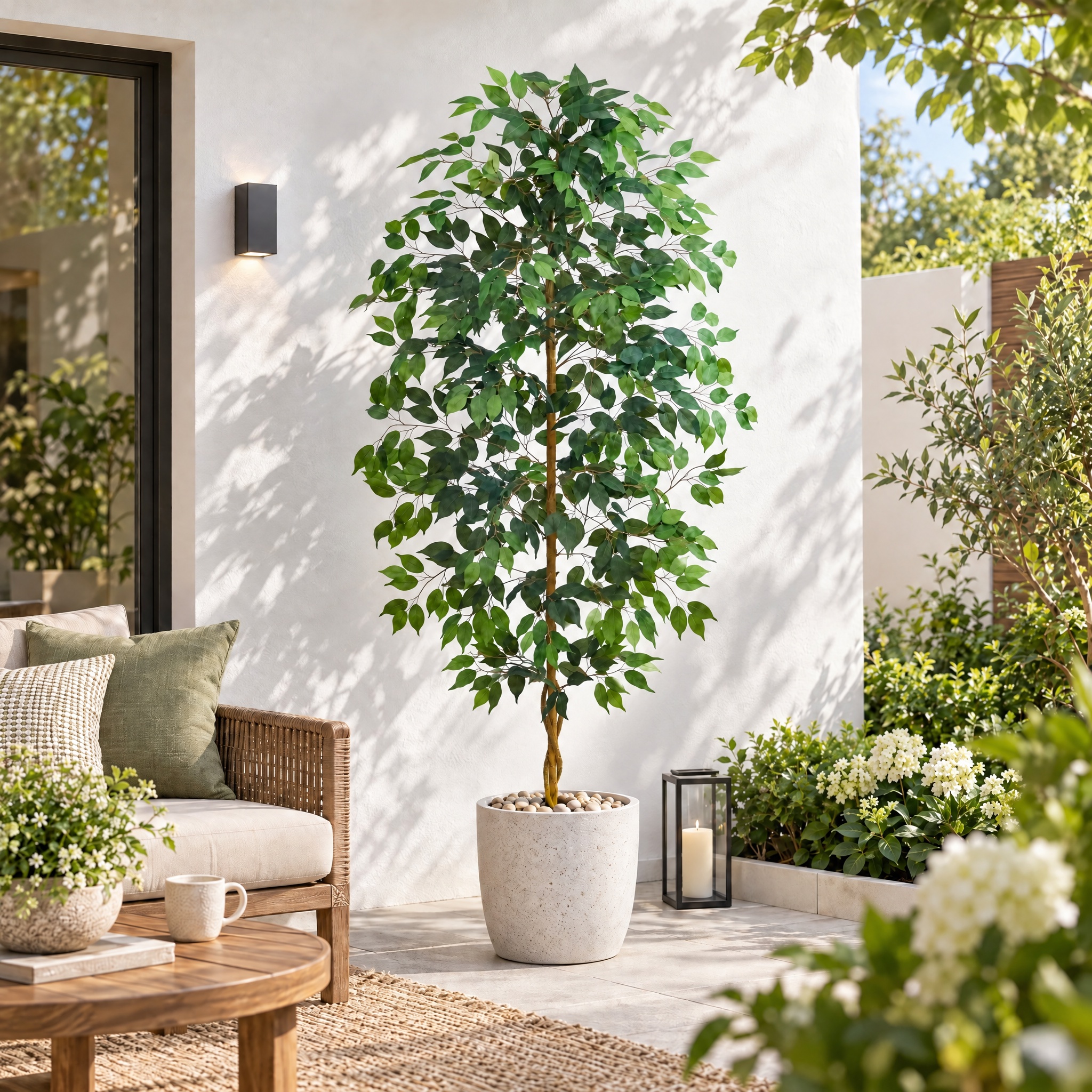6FT Artificial Ficus Tree - Black Pot gallery view 6