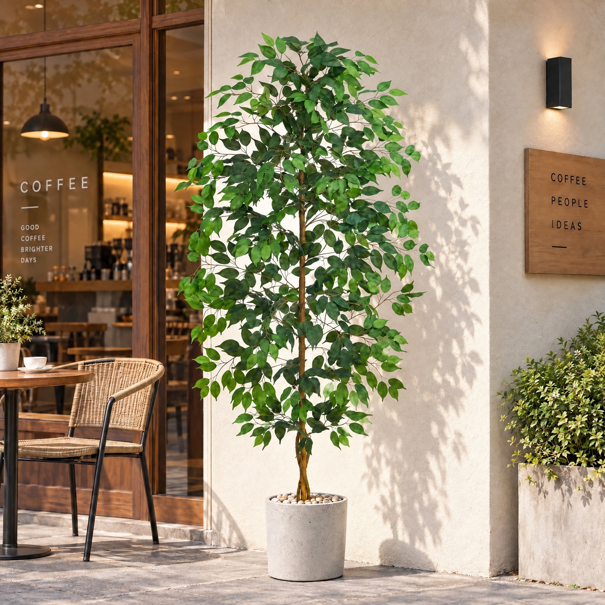 6FT Artificial Ficus Tree - Black Pot gallery view 7