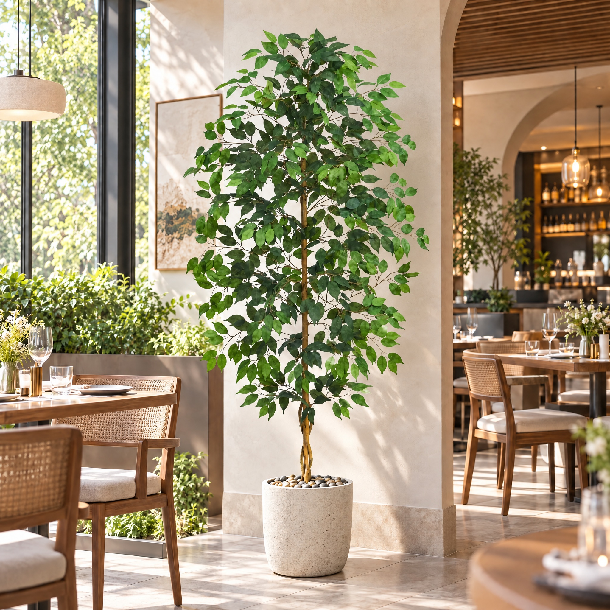 6FT Artificial Ficus Tree - Black Pot gallery view 8