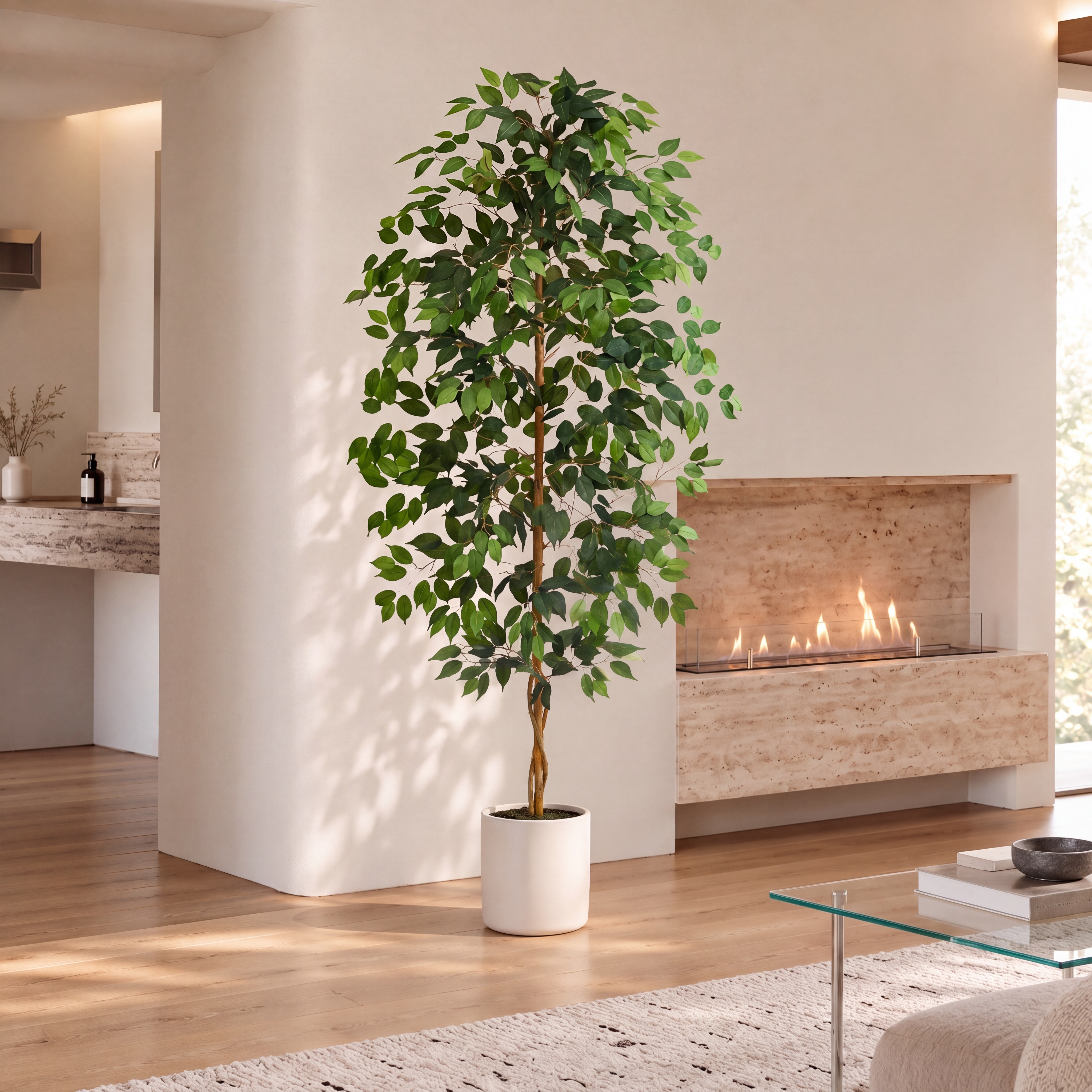 6FT Artificial Ficus Tree - White Pot gallery view 3